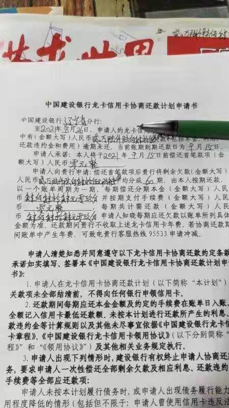 建行龙卡信用卡逾期协商案例
